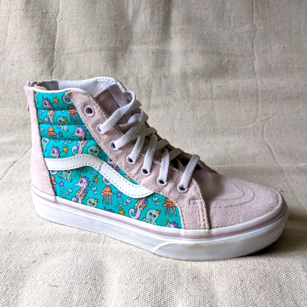 Girls Vans Sk8 Hi Top Sneakers Sea Party Size 1.5